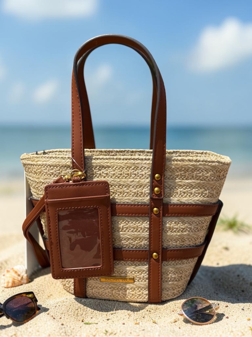 Sold out Mini Tote with Brown Trim - Beach-Ready Women's Bag